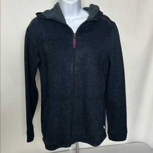 Orvis Women’s Small Dark Blue Full front Zip Wool Blend Hoodie Jacket Shirt